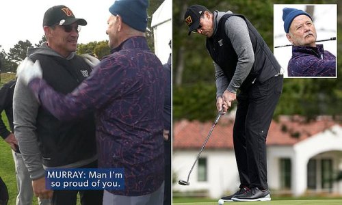 Hollywood star Bill Murray tells Ron Rivera he's 'proud of him' at Pebble Beach after the Commanders head coach's skin cancer recovery... before the lifelong Chicago fan jokingly tells him to 'bring his Bear ethic'