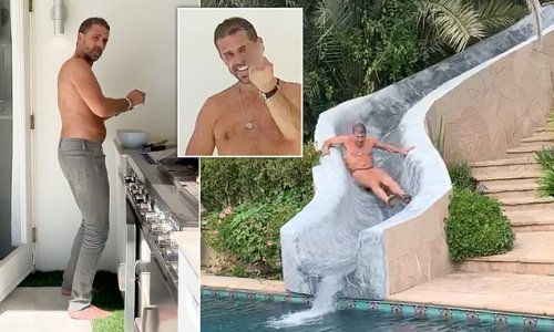 EXCLUSIVE: Hunter gone wild! Unhinged videos show the president's son dancing shirtless, slipping down a waterslide naked and entertaining hookers at debauched pool party in $4,140-per-night Malibu rental