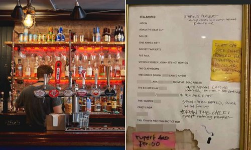 You're barred! Pub's amazing list of banned customers including 'Staring Pervert' and 'Mickey Two Suits' has everyone saying the same thing