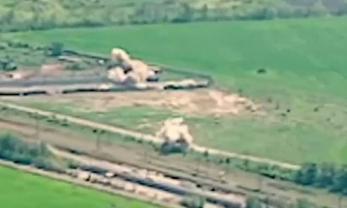 Drone footage shows the moment British Brimstone missiles blow up pair of Russian tanks on the battlefield in Ukraine