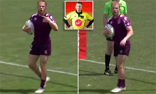Is this the most bizarre rugby try EVER? English star crosses to score but waits over TWO MINUTES before putting the ball down - here's why the other team let him do it