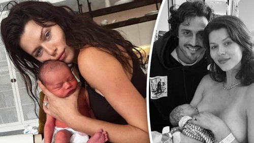 Victoria's Secret model Georgia Fowler shares adorable photos of her newborn boy after giving birth...
