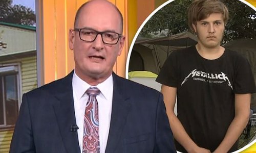 Sunrise host David Koch is left visibly shocked as teenager reveals his harrowing story about being forced to live in a tent in public park with his father as Australia's rental crisis bites