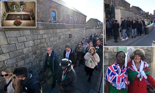 Return of the queue! Hundreds line up AGAIN to pay their respects to the Queen as crowds wait outside Windsor Castle to view Her Majesty's final resting place in George VI memorial chapel