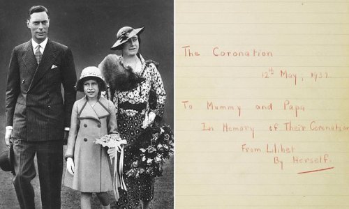'From Lilibet by herself': Adorable note the 11-year-old Queen wrote 'to mummy and papa' to celebrate the 1937 coronation of King George VI is revealed