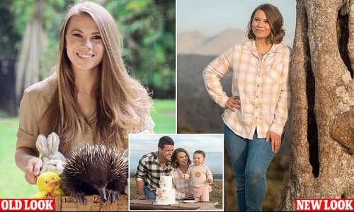 Bindi Irwin debuts dramatic new look as she celebrates her 24th birthday in a stunning photoshoot with her husband and daughter in the great outdoors