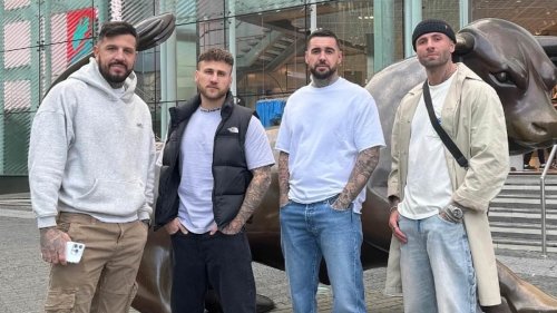 'Four Lads in Jeans' recreate the photo that sent the internet wild as they show off their new looks...