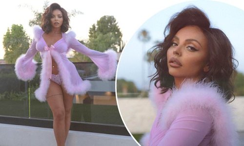 Jesy Nelson sends fans wild as she poses in skimpy pink lace lingerie and sheer negligee for sizzling new shoot from LA trip