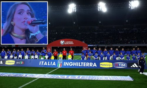 'Got to be the worst national anthem performance I've EVER watched': England fans not happy after God Save the King was 'butchered' ahead of Italy clash in Naples