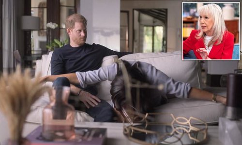 Harry's 'poker face' at Meghan 'mocking' the Queen: Body language expert Judi James describes moment Prince 'falls out of sync' with wife as she does 'comedy' curtsey... after 'previously gazing with adoration at her'