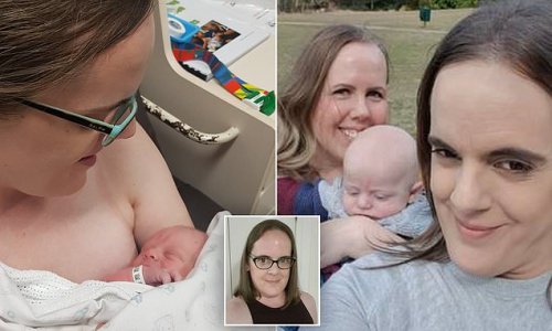 EXCLUSIVE: Astonishing moment transgender paramedic who was born male 'breastfeeds' her newborn baby after wife gives birth - as critics say only women can produce milk