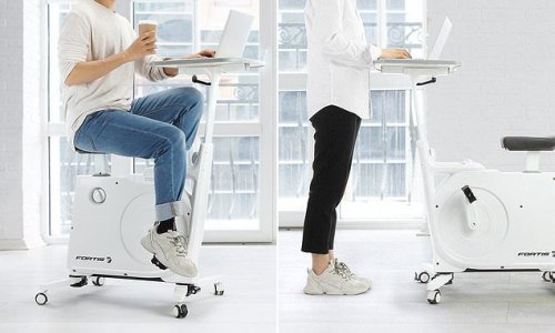 You can now get an exercise bike with a built-in office desk for $249
