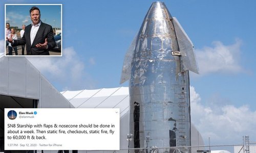 SpaceX set to launch its latest Starship prototype with completed nose cone 60,000 FEET into the air next week