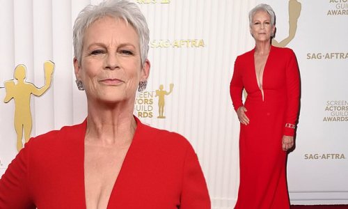 Jamie Lee Curtis, 64, makes bold red statement in plunging gown with ...