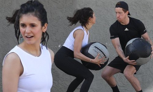 Nina Dobrev and Shaun White work up a sweat together at a private gym