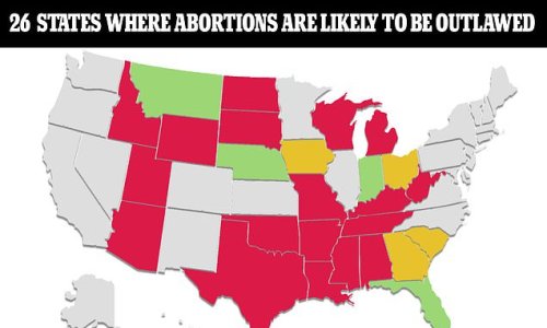 REVEALED: The 26 states where abortion will likely become illegal after SCOTUS overturns Roe vs Wade