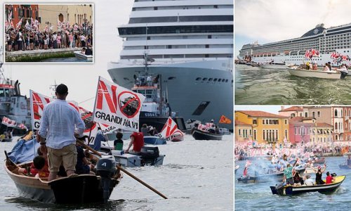 Protesters in Venice demand cruise ships are banned from the city