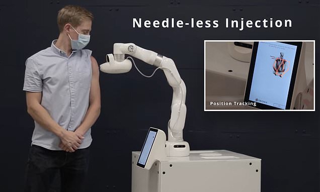 Robot able to give needle-free vaccination shot