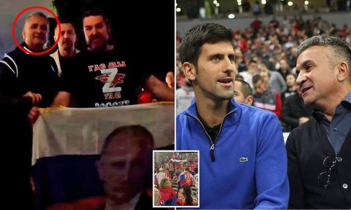 Outrage after Novak Djokovic's dad posed with fans wearing Putin's 'Z' symbol and said 'long live the Russians' - as Ukraine calls for him to be BANNED from the Australian Open
