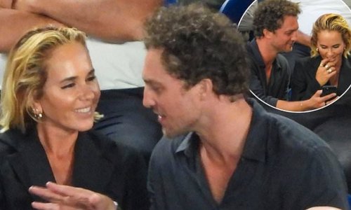 What drama? Pip Edwards attends the Australian Open with filmmaker Ben Waddell after her ex Michael Clarke's Noosa brawl with Karl Stefanovic