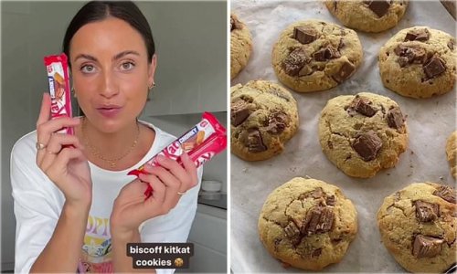 Foodie reveals her delicious KitKat Biscoff COOKIE recipe: 'These are the best chocolate chunk biscuits you'll ever eat'