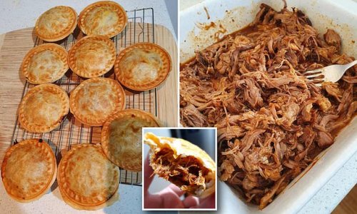 'This is the best tasting snack ever': Home cook makes mouthwatering pulled pork pies with smoked bourbon sauce in her $29 Kmart gadget