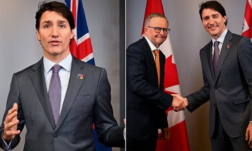 Awkward moment Canadian Prime Minister Justin Trudeau appears to FORGET Anthony Albanese's name