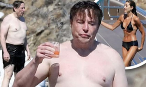 Bleached male! Shirtless Elon Musk, 51, sips on a drink and gets some Mykonos sun on