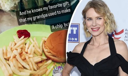 Going back to her roots! British-born Naomi Watts enjoys a traditional chip butty on her 54th birthday