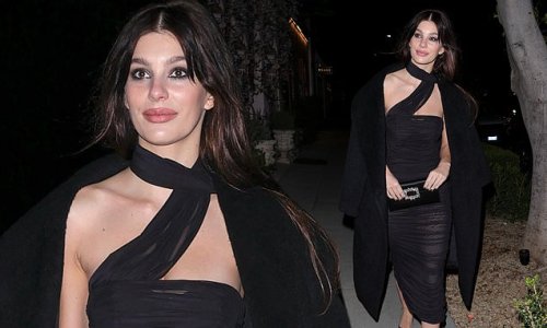 Leonardo DiCaprio's ex Camila Morrone shows the actor what he's missing as she flaunts figure in sheer dress at LA holiday party... three months after end of age-gap romance