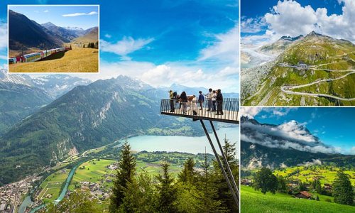 Thought Switzerland was just for skiing? Stunning photos show the country is also a magical holiday spot outside the ski season, from Bond-movie roads to epic train journeys