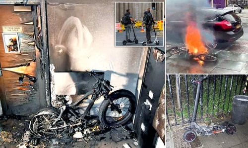 Fires sparked by e-bike and e-scooters surge by up to 150% in a year as experts warn of dangers of exploding lithium batteries ahead of Christmas sales boom