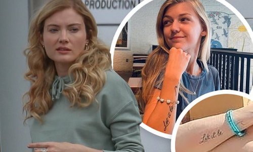 PICTURE EXCLUSIVE: The Gabby Petito Story actress is seen with 'let it be' tattoo as she films with actor playing Brian Laundrie on Utah set of Lifetime project documenting real-life murder