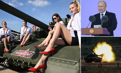 Putin shows off his toys: Buyers at Russian arms convention are treated to display of missiles, trucks and tanks after he boasted his arsenal is ‘decades ahead of Western rivals’
