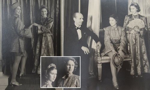 Pantomime princesses! Charming snaps of the Queen performing with her sister Margaret in wartime plays at Windsor Castle are set to fetch £4,000 at auction
