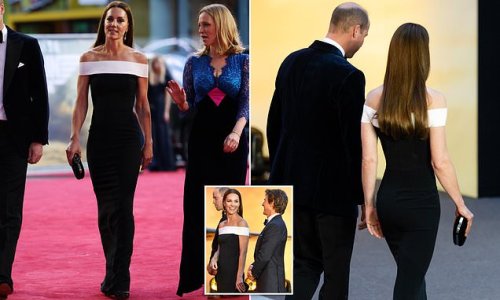 Kate's risqué red carpet! Duchess looked 'distinctively more sultry' in a VERY figure-hugging Roland Mouret gown that flashed the flesh and showed off her toned arms at Top Gun: Maverick premiere