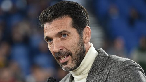 Legendary goalkeeper Gianluigi Buffon watches his son score his first international goal - but not for Italy!