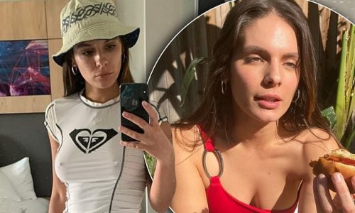 Eyes Up Here Former Neighbours Star Caitlin Stasey Goes Braless In A Tight Top After Embarking 