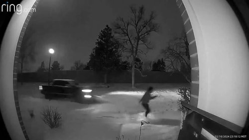 Chilling doorbell camera footage shows woman being chased by truck down dark Denver street before...