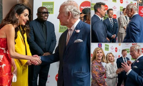 Showbiz royalty! Prince Charles rubs shoulders with Amal Clooney, Edward Enninful and Kate Garraway as the stars arrive for the Prince's Trust Awards