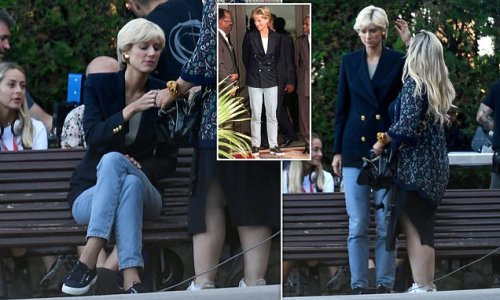 Elizabeth Debicki is Diana's double as she films scenes for The Crown 'showing the princess's 1997 visit to Angola' where she toured landmine sites months before her death
