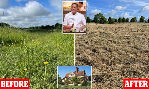 Raymond Blanc's hotel and restaurant Le Manoir aux Quat’Saisons is accused of 'ecological vandalism' as locals say workers 'destroyed' meadow of wildflowers during maintenance work
