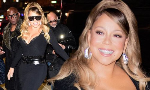 Mariah Carey Radiates Star Power In Busty Black Gown On Her Way To Tape ...