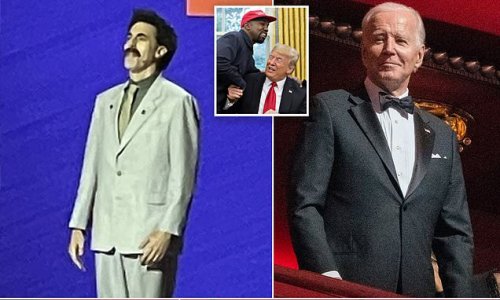 Sacha Baron Cohen reprises Borat to go after Kanye and Trump at Kennedy Center Honors - where Paul Pelosi makes his first public appearance since hammer attack and wears a fedora and ONE glove