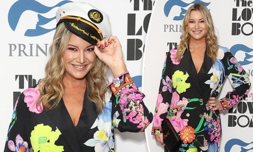 Below Deck Mediterranean star Hannah Ferrier looks picture perfect in a floral suit and captain's hat as she steps out for The Real Love Boat premiere in Sydney