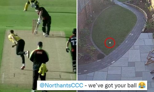 Aussie batter Chris Lynn smashes a massive six into someone's backyard in English T20 match - and it gets picked up on their security camera