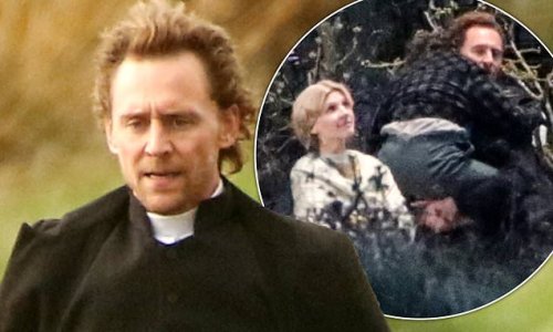 Tom Hiddleston is seen for the first time on the set of The Essex Serpent as he films beachfront scenes with co-star Clémence Poésy in Victorian attire