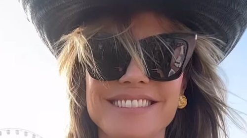Heidi Klum parades Coachella festival grounds in sexy sheer dress and cowgirl hat while pregnant...