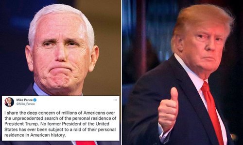 Now Pence backs Trump over Mar-a-Lago raid: Estranged VP says no president has ever had their home raided and demands answers from AG Garland and the FBI