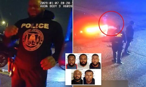 Cowardly moment Memphis cops wash pepper spray from their OWN eyes, one worries about finding his glasses and another even lights a CIGARETTE while Tyre Nichols is slumped over dying